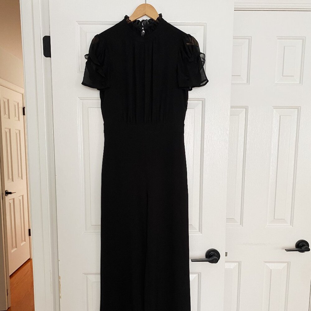 Vince Camuto Short Sleeve Mock Neck Chiffon Bodice Jumpsuit | Size 4